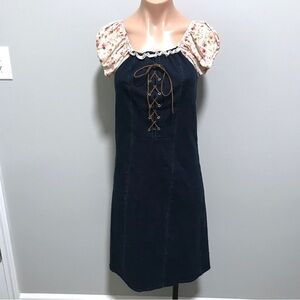 Maria Gabrielle New York Denim Peasant Dress Tie Front Cap Sleeve